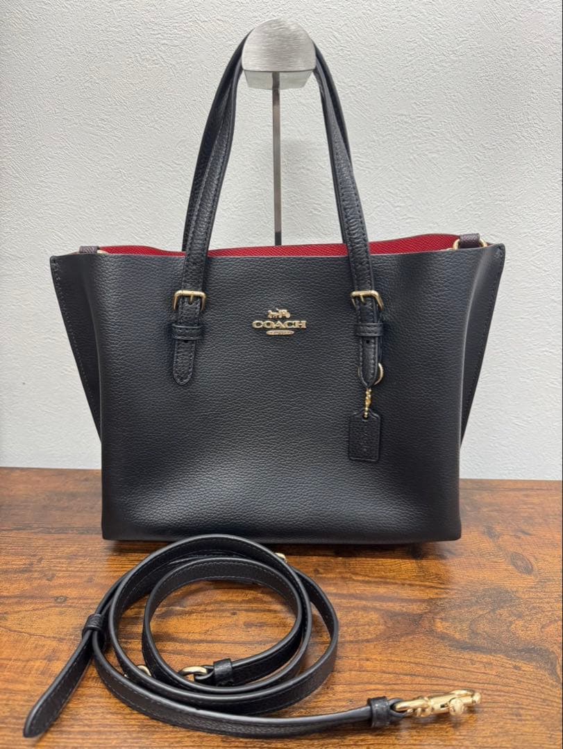 美品 COACH 2way ブラックレザー モリー ショルダーバッグ