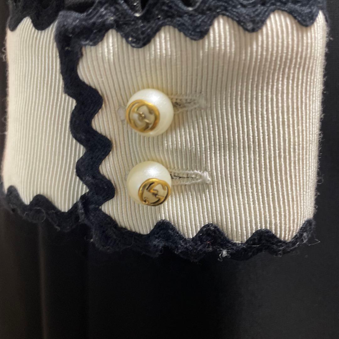 グッチ　ワンピース　パールロゴ入り　ブラックLサイズ