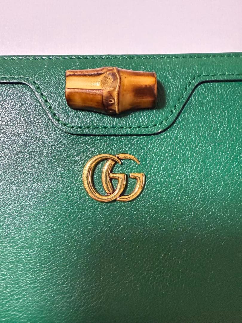 【専用】GUCCI グリーンレザー 長財布 バンブー