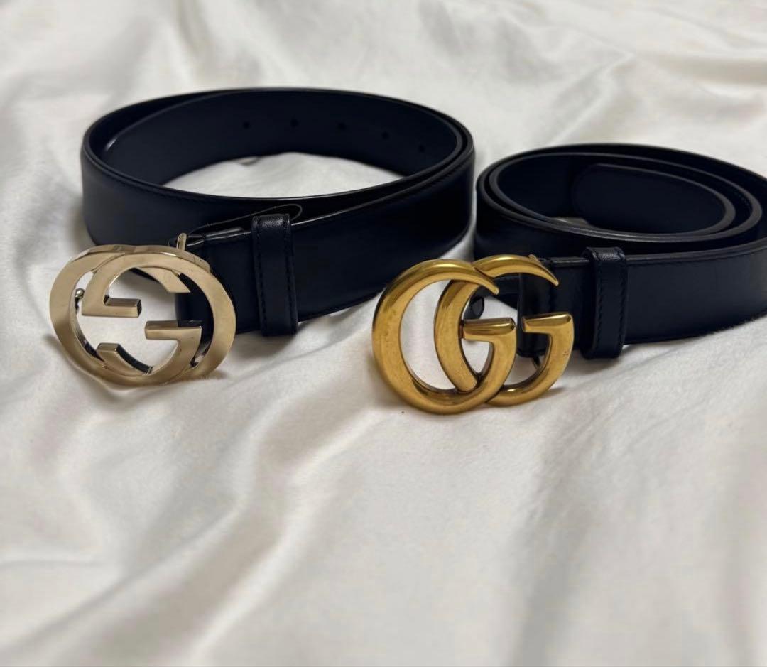 GUCCI ブラックレザー ベルト 2本セット