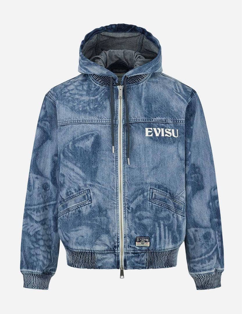 【極美品】EVISU 漁師仏頭レーザープリント デニムジャケット Sサイズ