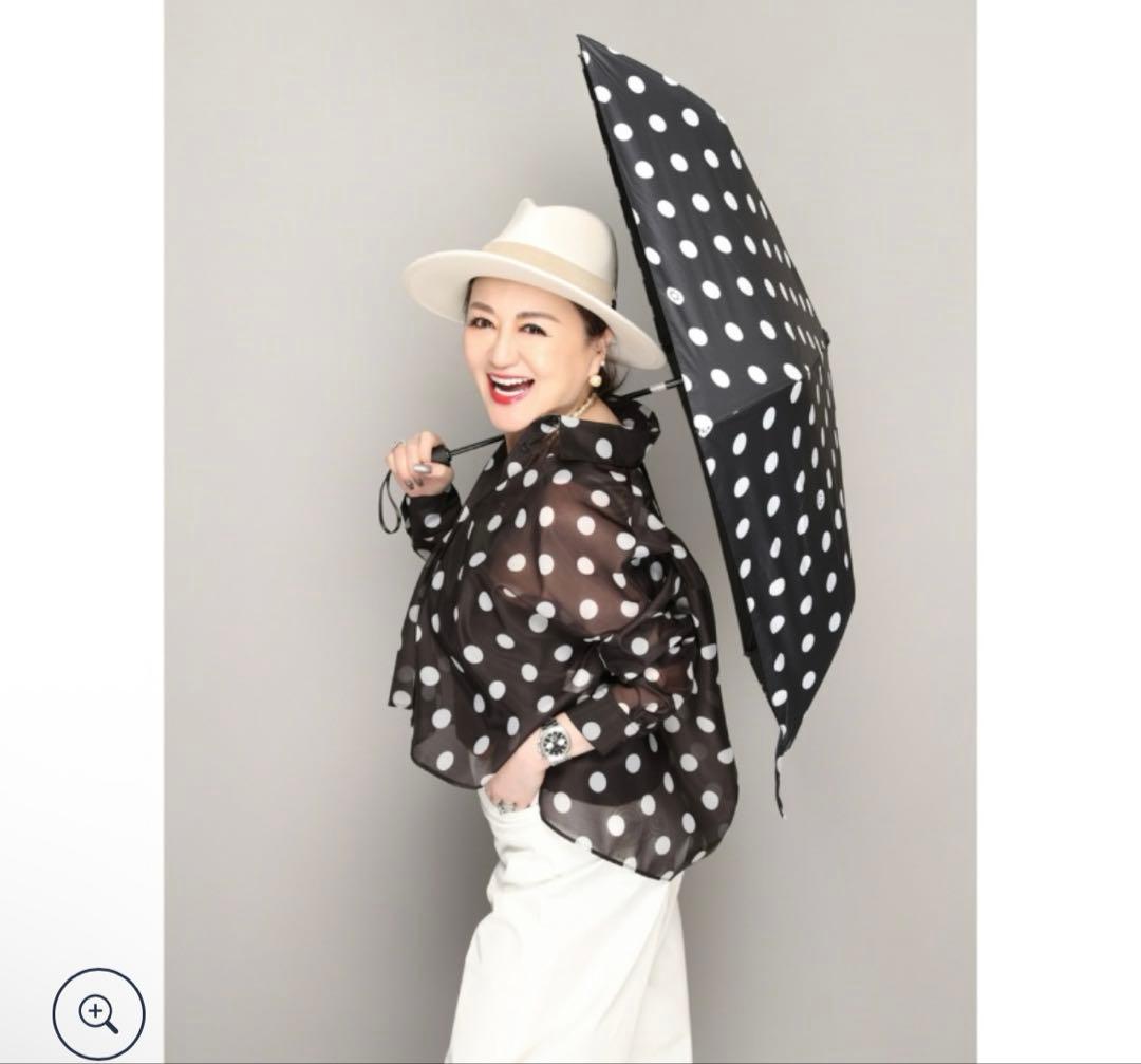 【新品未使用】完売商品！アンコキーヌ　晴雨兼用プッシュ傘　ドットブラック