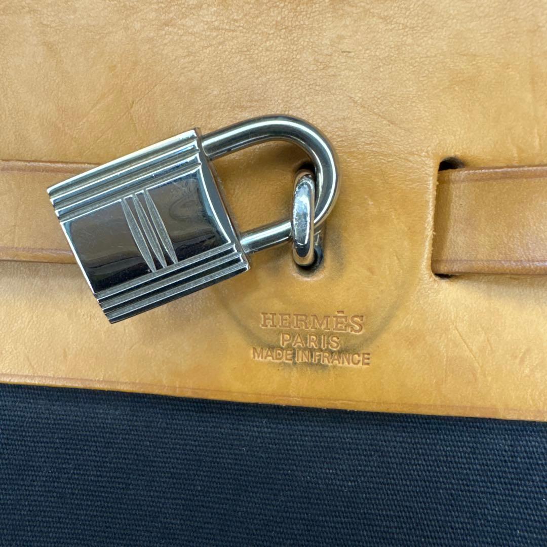 エルメス　エールバッグ　ジップPM ブラック/ナチュラル/シルバー金具