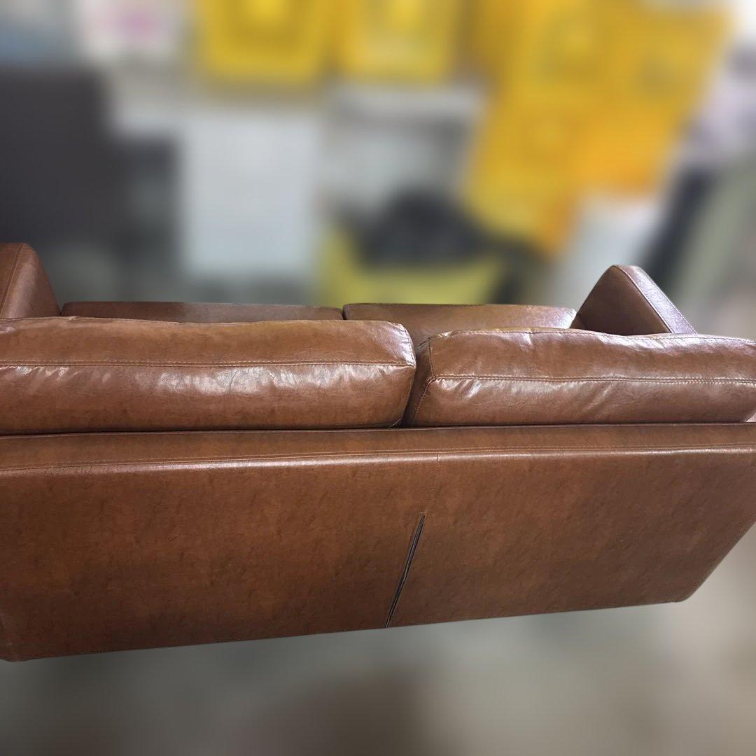 ブラウン レザー風 2人掛けソファ