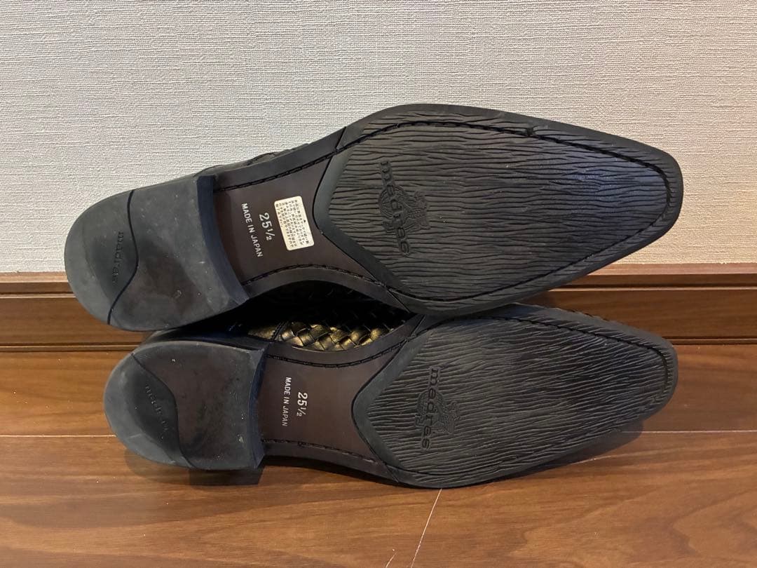 Madras マドラス 編み込みレザー ドレスシューズ