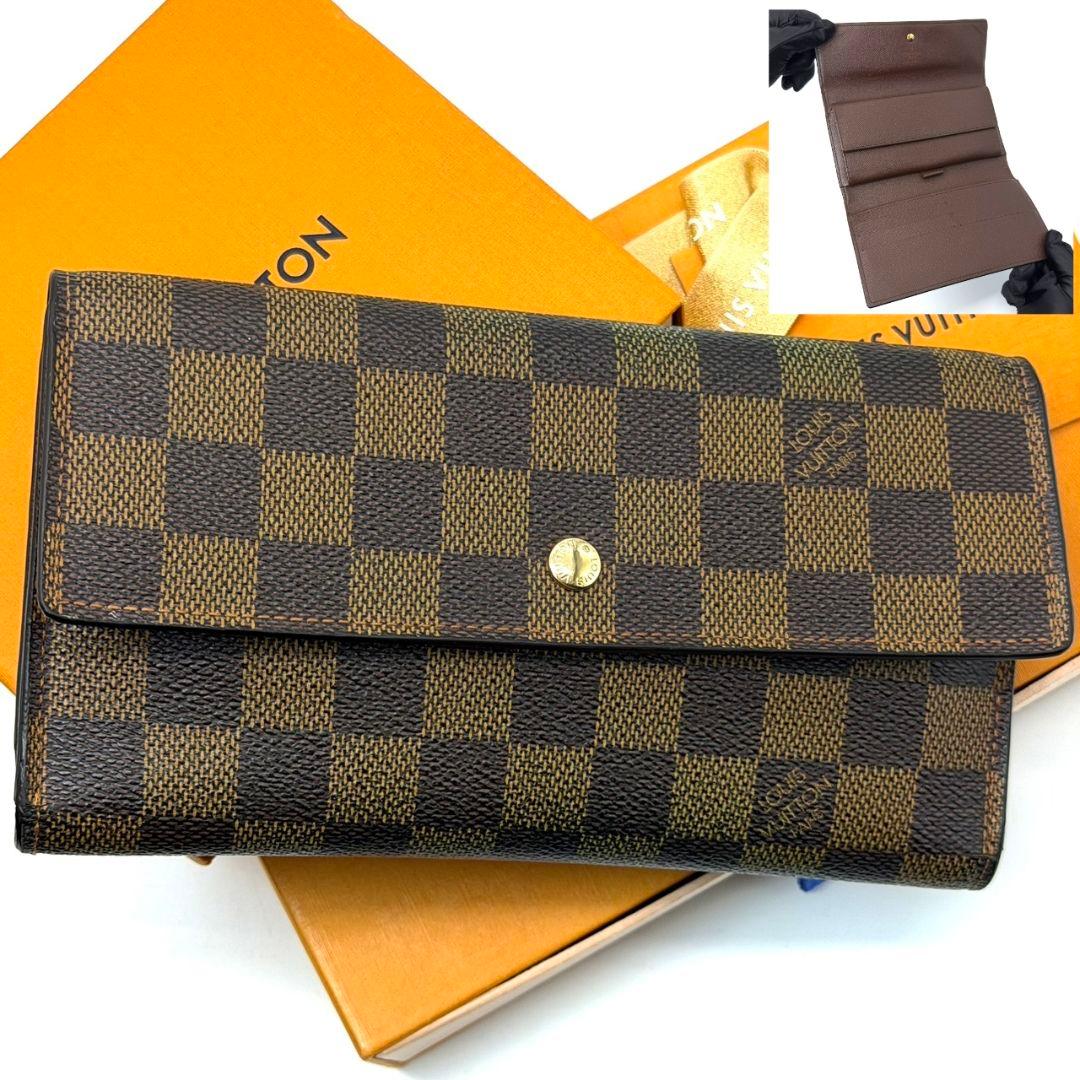 良品. ルイヴィトン ダミエ エベヌ ポルトトレゾール インターナショナル 財布