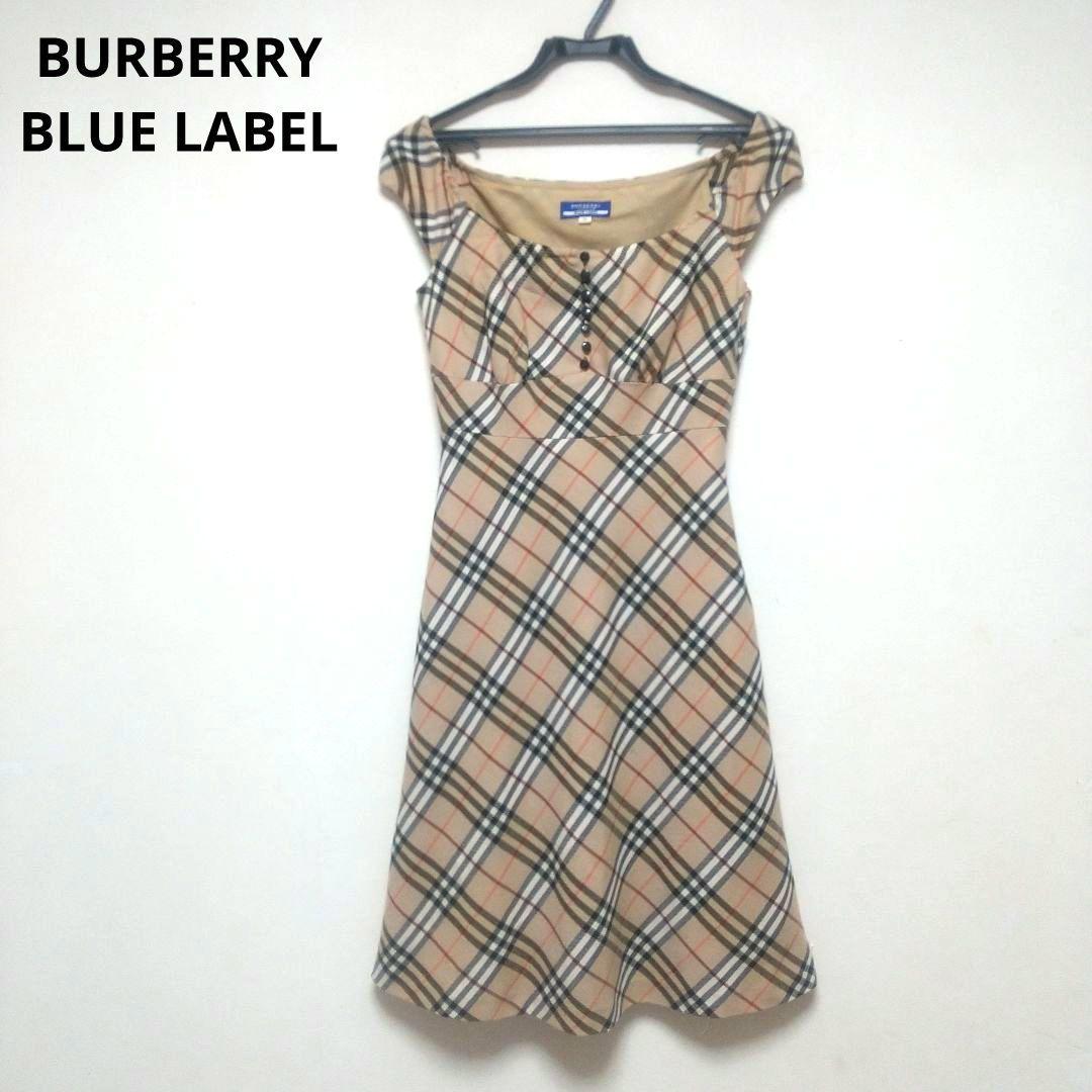 バーバリーブルーレーベル ノバチェック ワンピース ウール 36 S