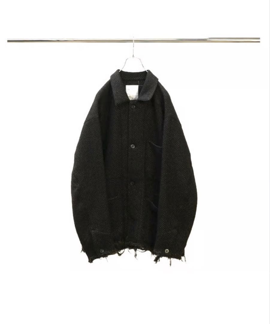 【新品】ANCELLMダメージウールヘリンボーン カバーオール25AW 即完