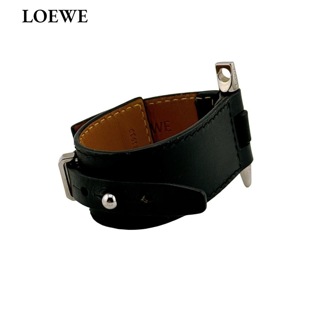 ロエベ ゲート レザー ブレスレット アクセサリー レディース メンズ ブラック
