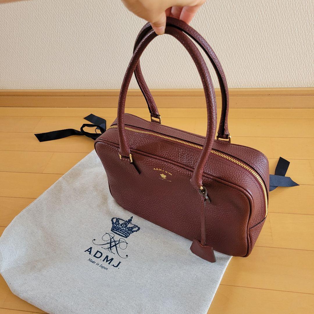 ADMJ バーガンディ レザー バッグ