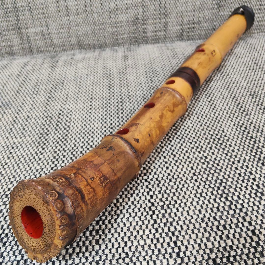 【琴古流】尺八【竹内史光】作 在銘 和楽器 時代物 史光銘 一尺六寸