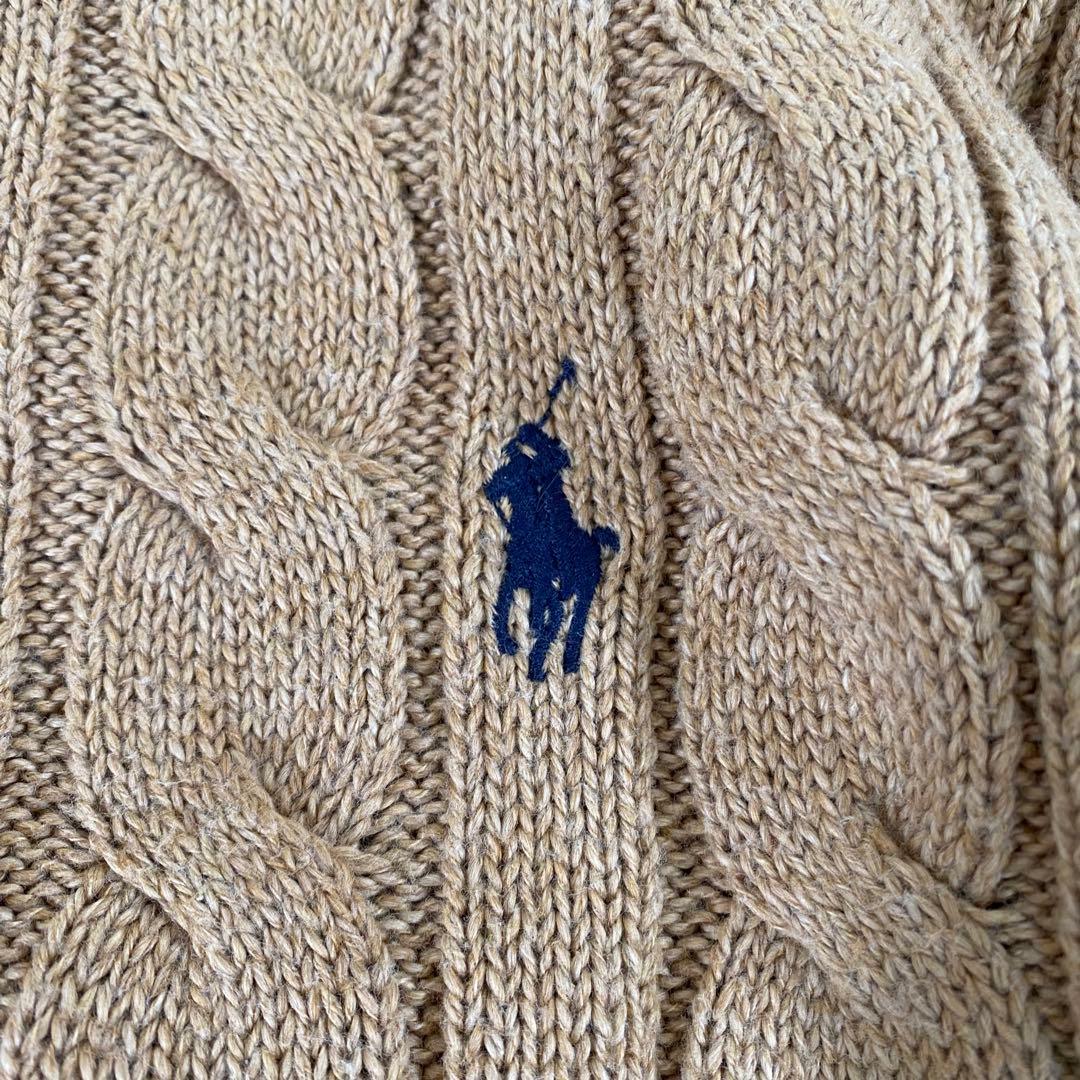 【美品】ポロラルフローレン　ケーブルニット　ユニセックス　メンズ　茶　L相当