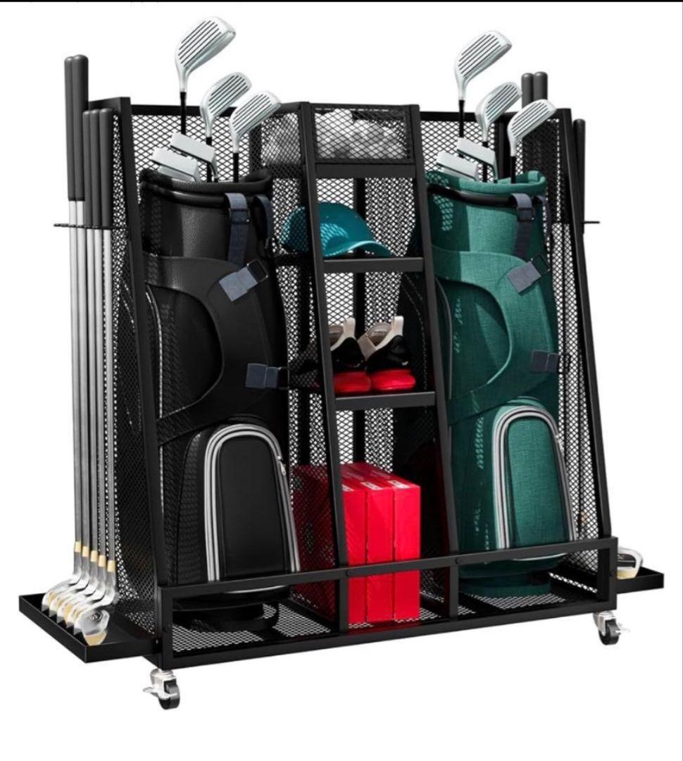 ゴルフ収納ラック キャスター付 ゴルフスタンド ゴルフクラブ収納 ガレージ収納