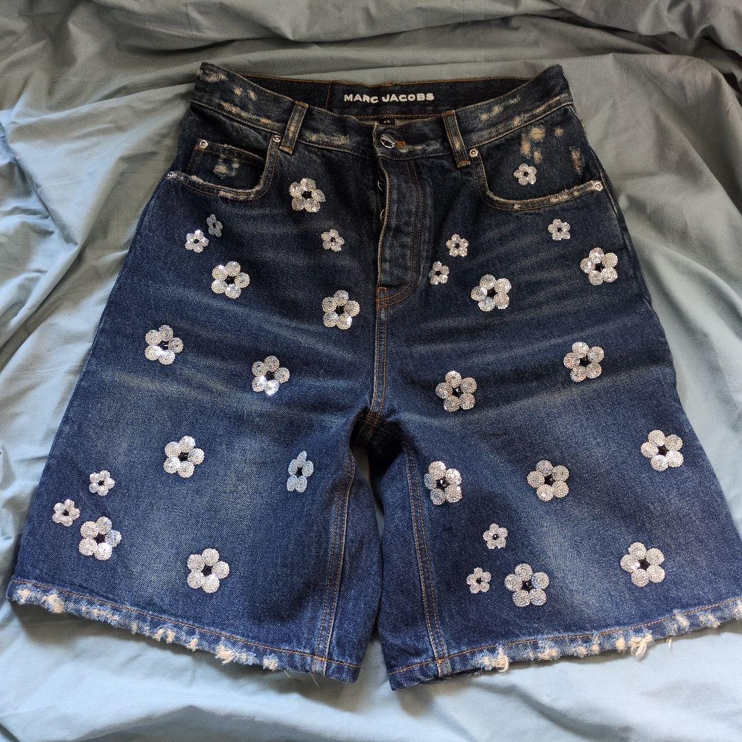 mickey MARC JACOBS 花柄刺繍デニムショートパンツ 25
