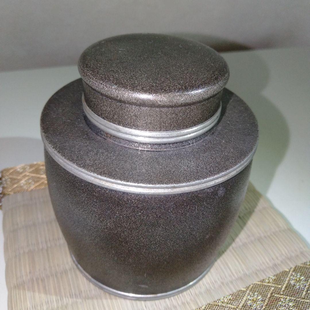 錫製茶入　茶道具　畳台付き１個