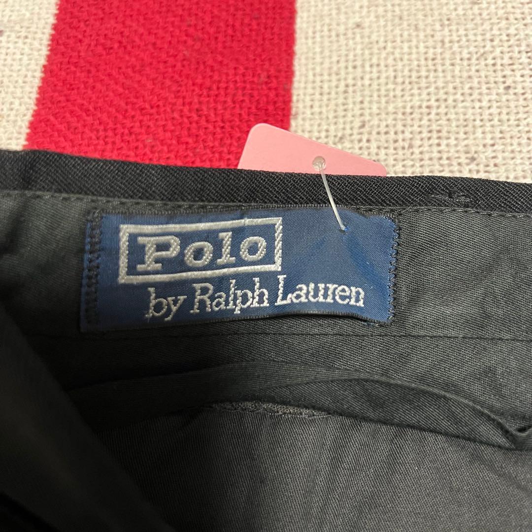 90s Ralph Laurenラルフローレン レーヨン 2タック 黒スラックス