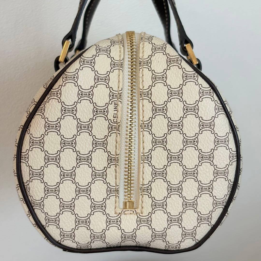 【美品】セリーヌ マカダム柄ハンドバッグ ミニボストンバッグ ホワイト系 127