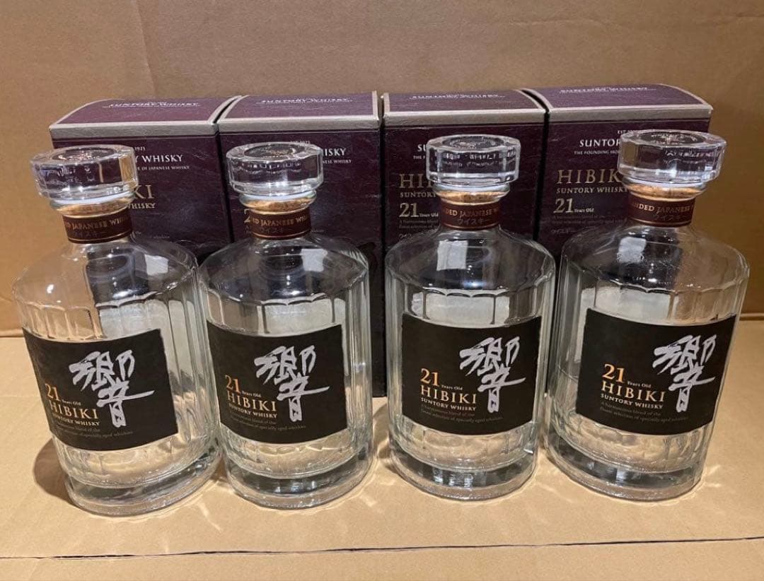 【4個】SUNTORY 響21年　空き瓶＆箱