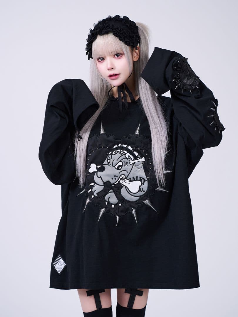 IMVAL×GALFY / Doll Dog 大萌袖 L/S TEE［BLK］