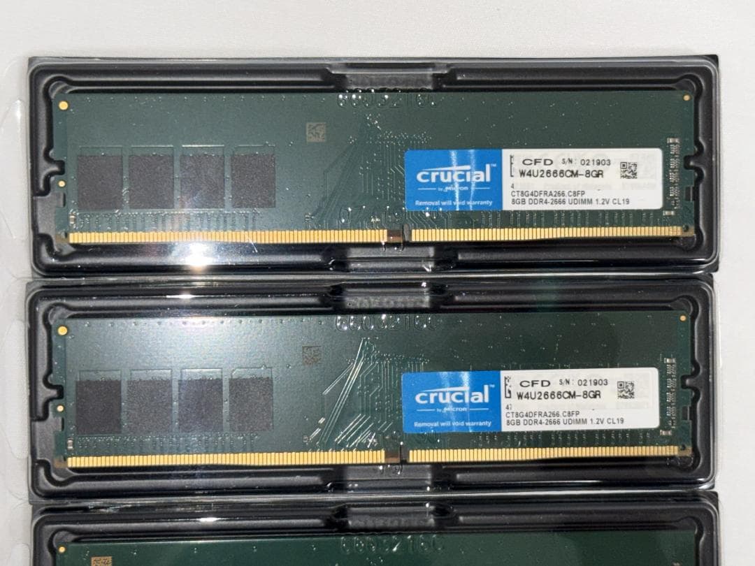 Crucial 8GB DDR4-2666 UDIMM 4枚