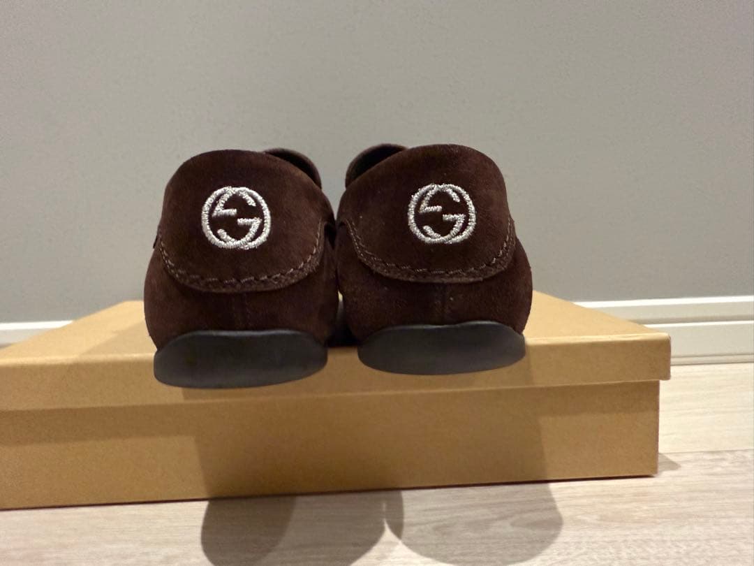 GUCCI ブラウン スエード モカシン ドライビングシューズ