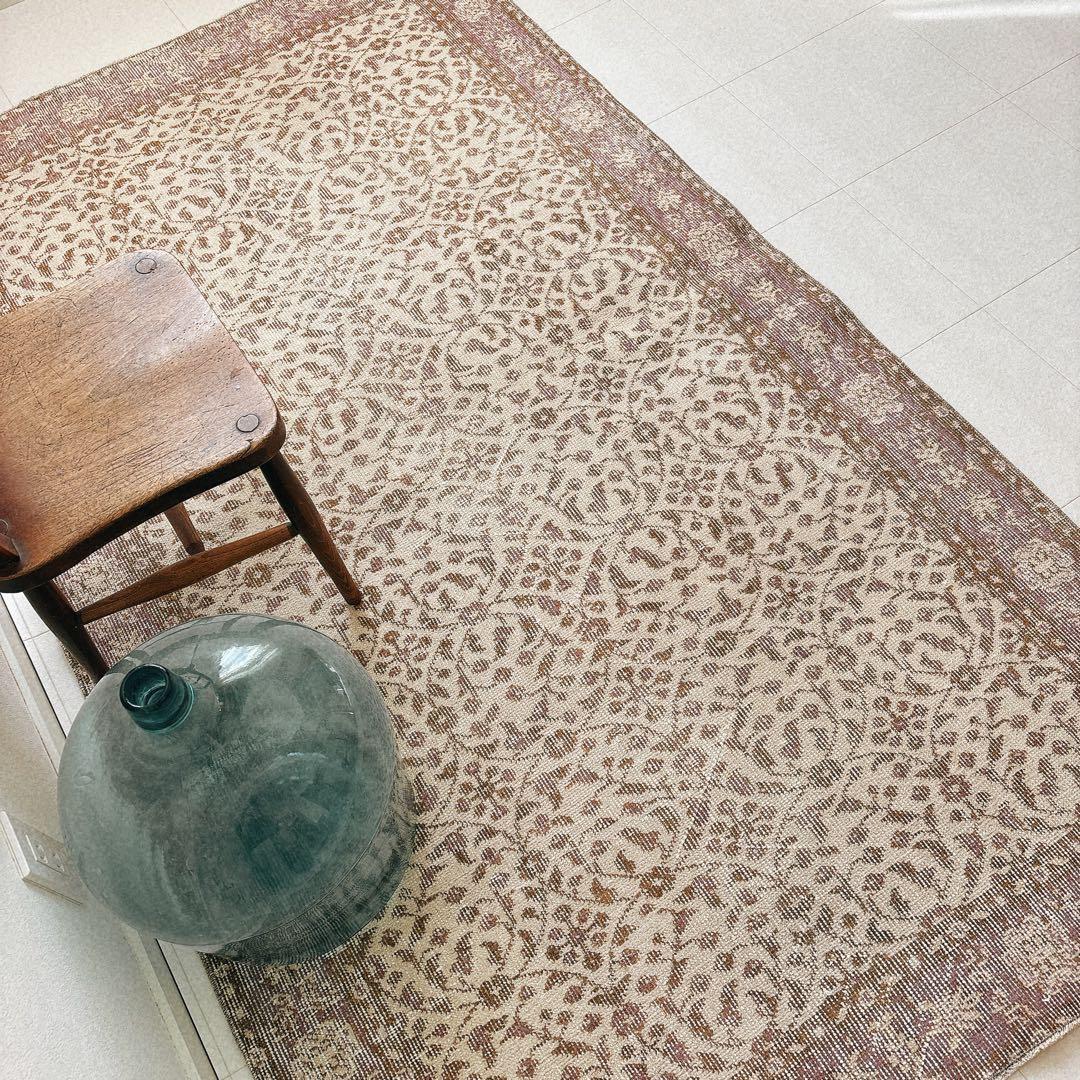 YUMMY vintage　トルコ　ヴィンテージラグ　ブラウン　パープル