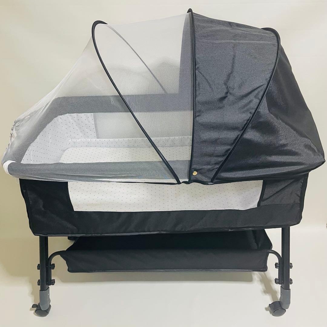 【未使用品】ベビーベッド　高さ調節可　蚊帳　キャスター付き