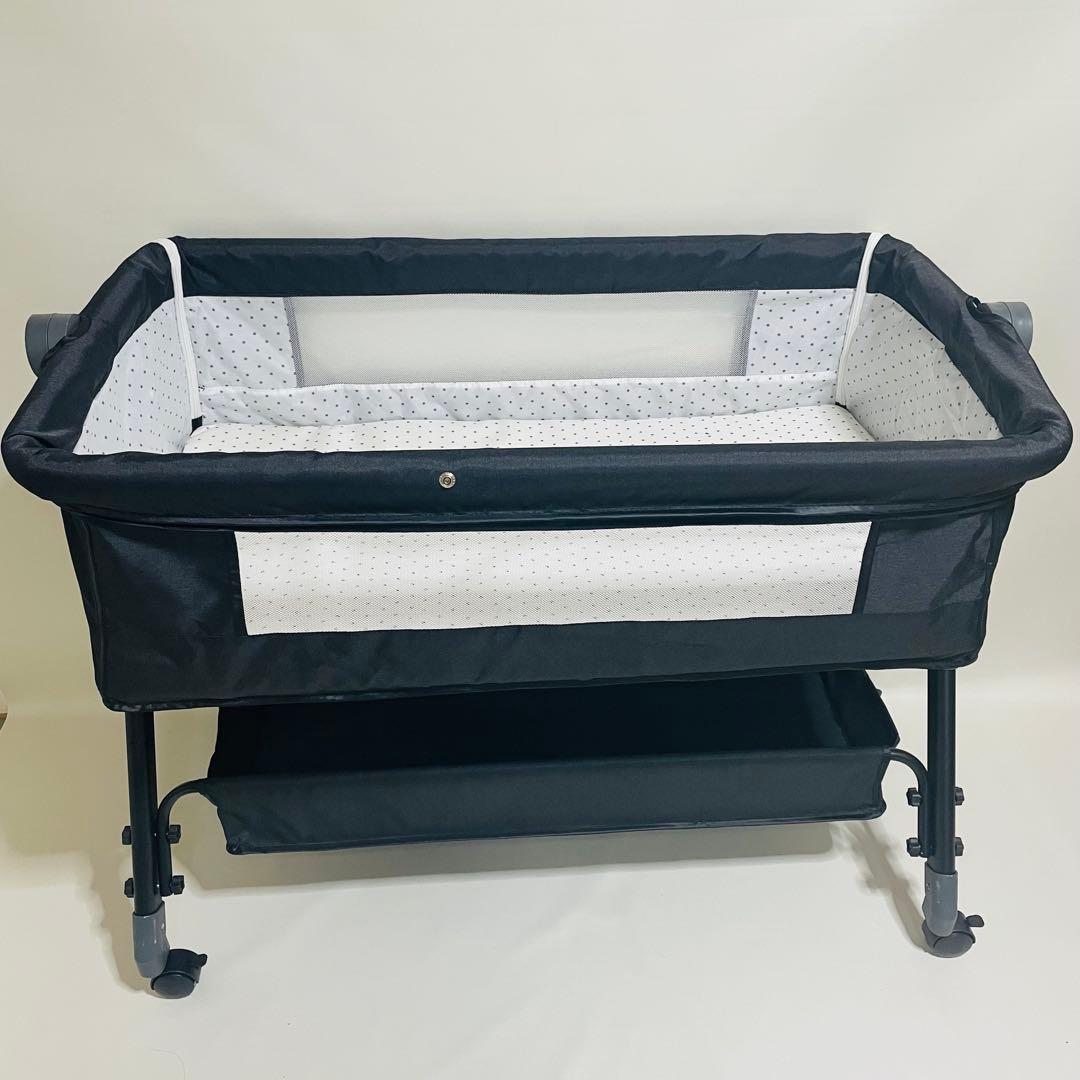 【未使用品】ベビーベッド　高さ調節可　蚊帳　キャスター付き