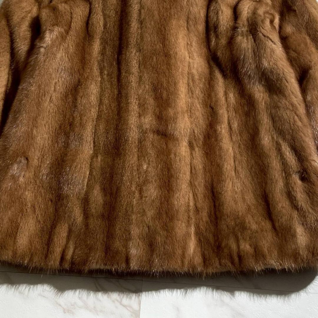 美品 サフロン デミバフミンク ファーコート 毛皮 サイズ13 XL 着丈71