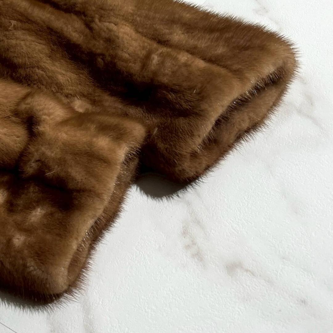 美品 サフロン デミバフミンク ファーコート 毛皮 サイズ13 XL 着丈71