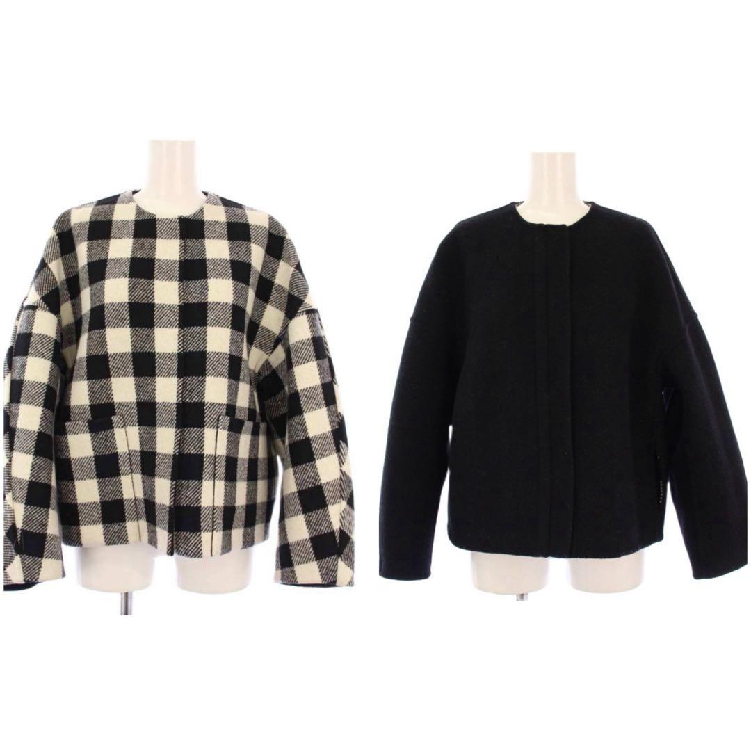 l*y様 【美品】Drawer ブロックチェック リバーシブル ノーカラー ジャ