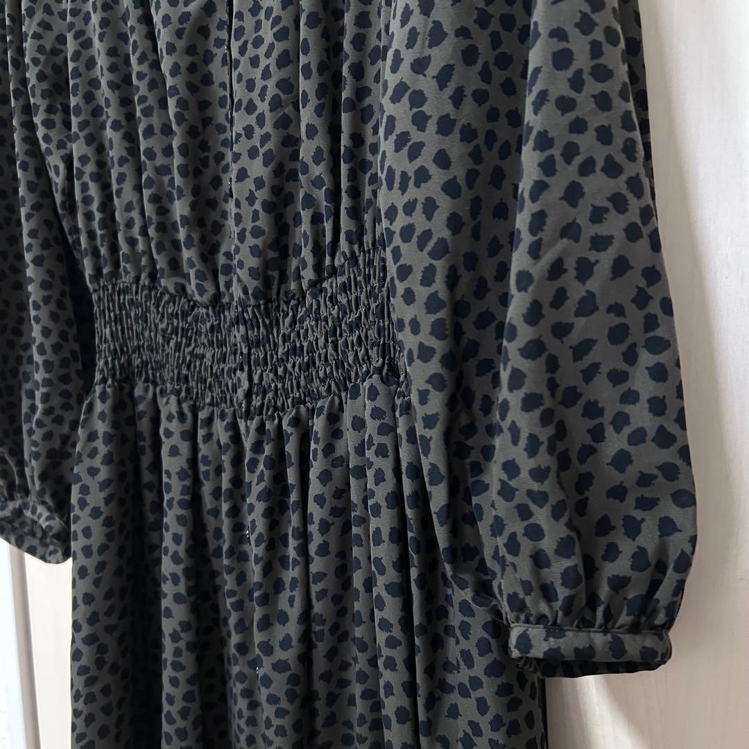 ANAYI アナイ デシンリーフプリントシャーリングワンピース 38 インナー付