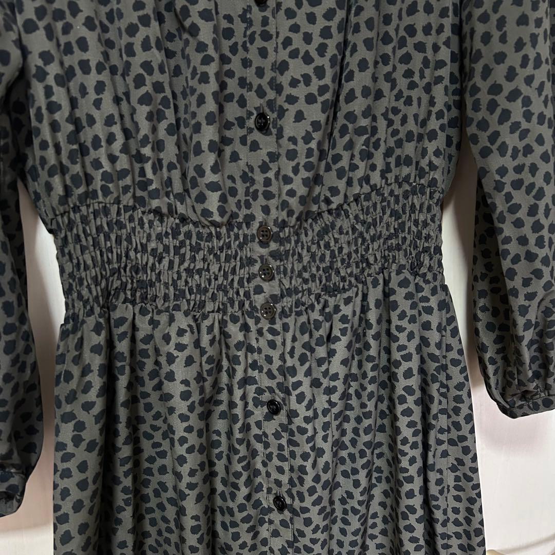 ANAYI アナイ デシンリーフプリントシャーリングワンピース 38 インナー付