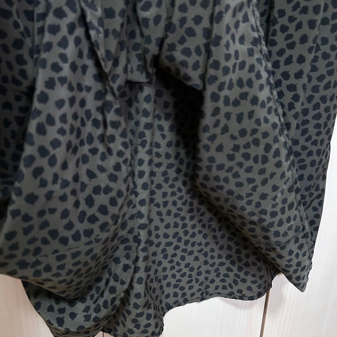 ANAYI アナイ デシンリーフプリントシャーリングワンピース 38 インナー付