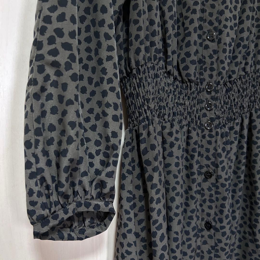 ANAYI アナイ デシンリーフプリントシャーリングワンピース 38 インナー付