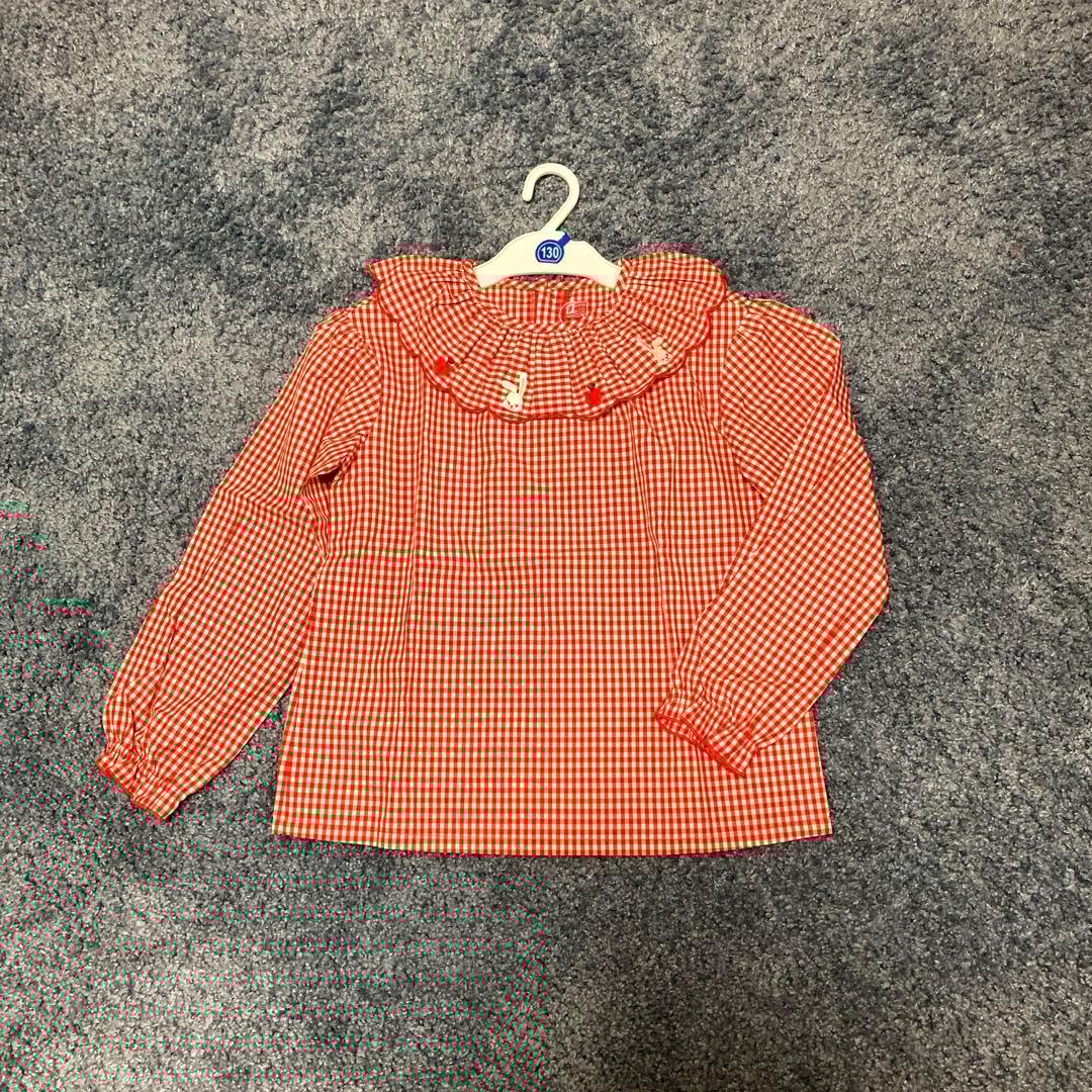 ミキハウス　チエコサク　130 ギンガムチェックのブラウス