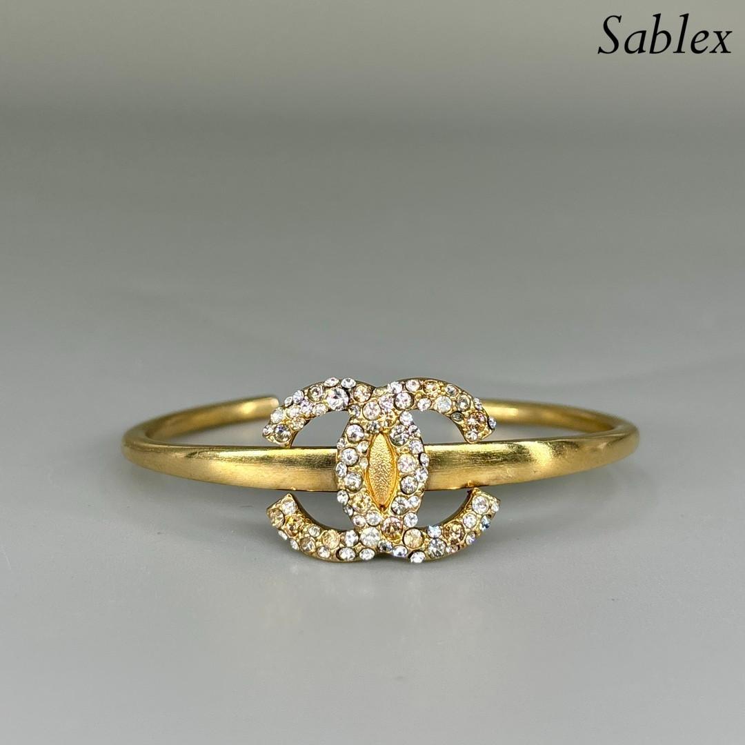 【極美品】CHANEL シャネル ラインストーン 07 ココマーク バングル