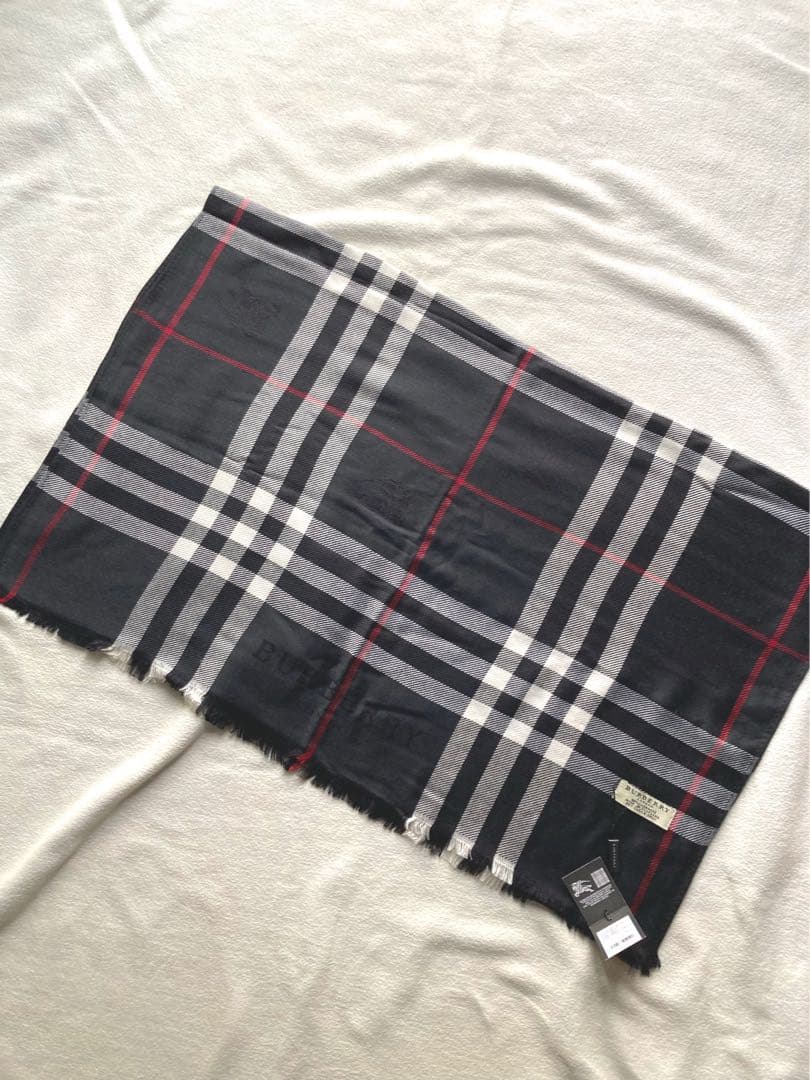 chhhneタグ付　バーバリー　カシミヤ100 ノバチェック　大判ストール