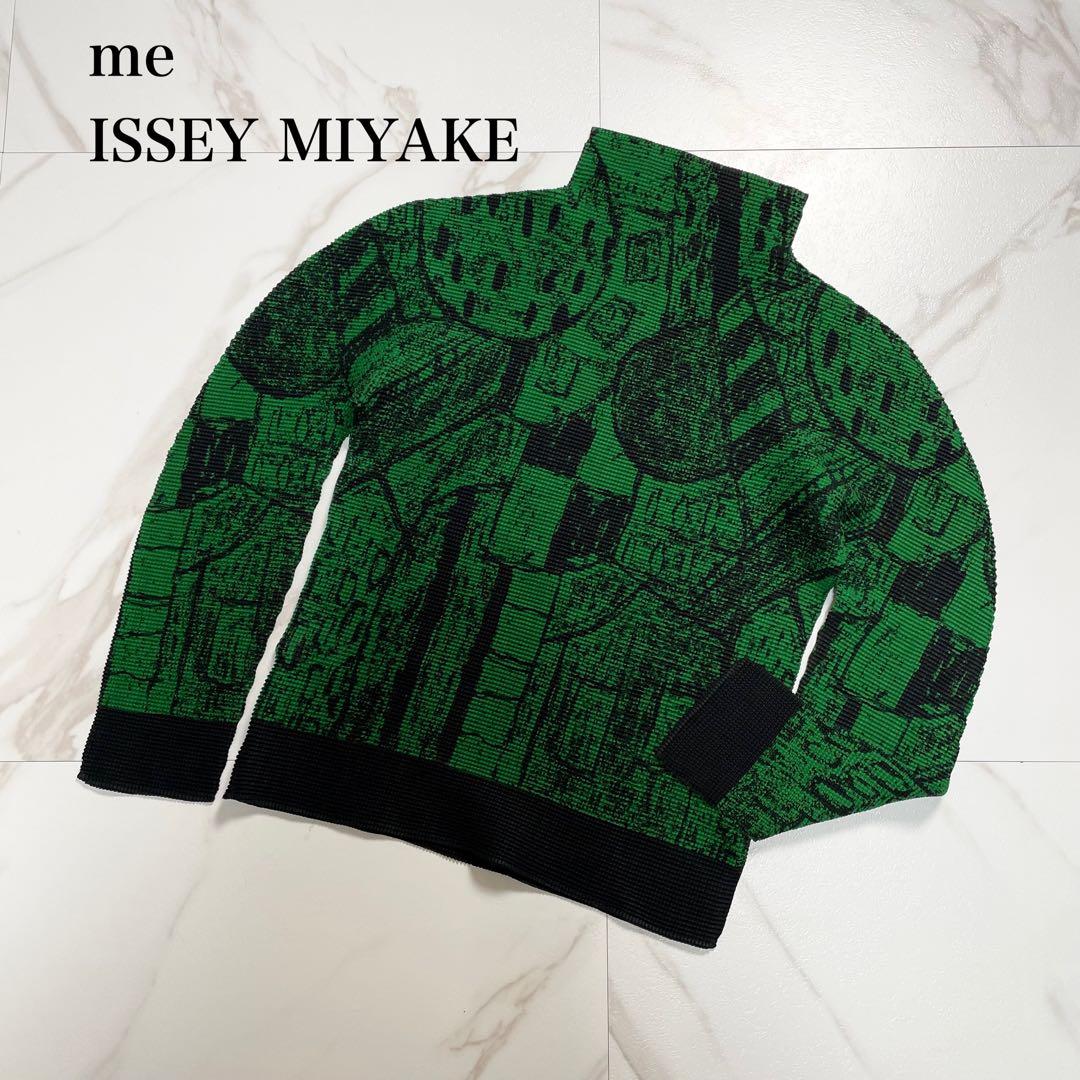 me ISSEY MIYAKE ハイネックカットソー 総柄 ワッフルプリーツ