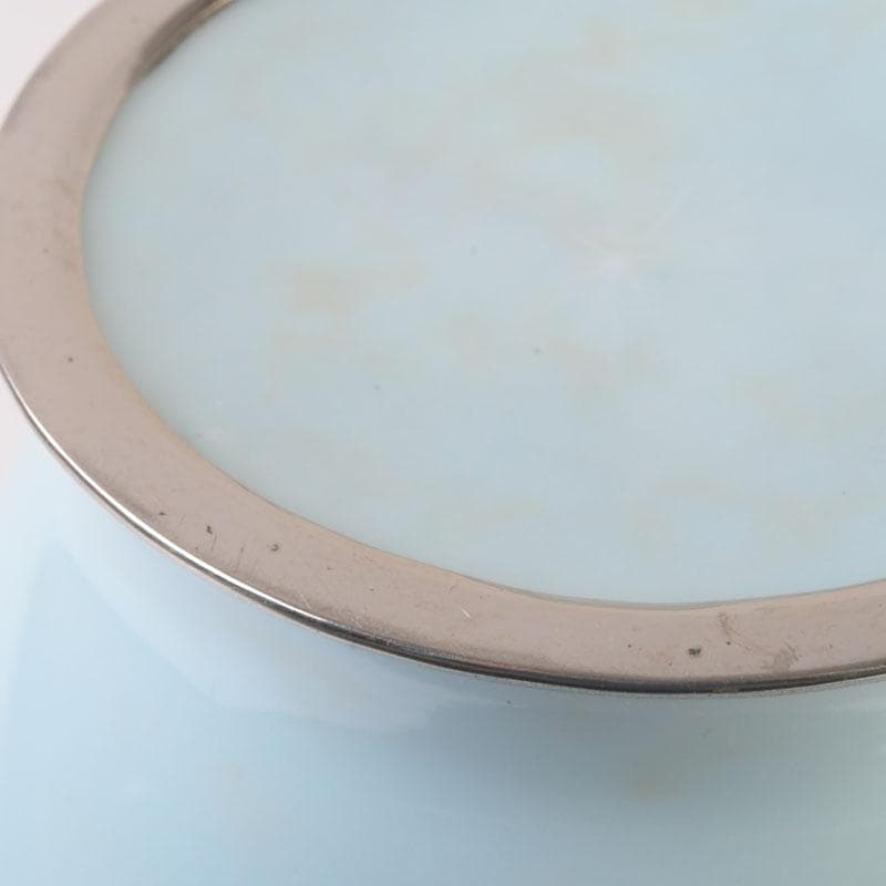 七宝焼　水色釉　双魚文　花瓶　V　9884