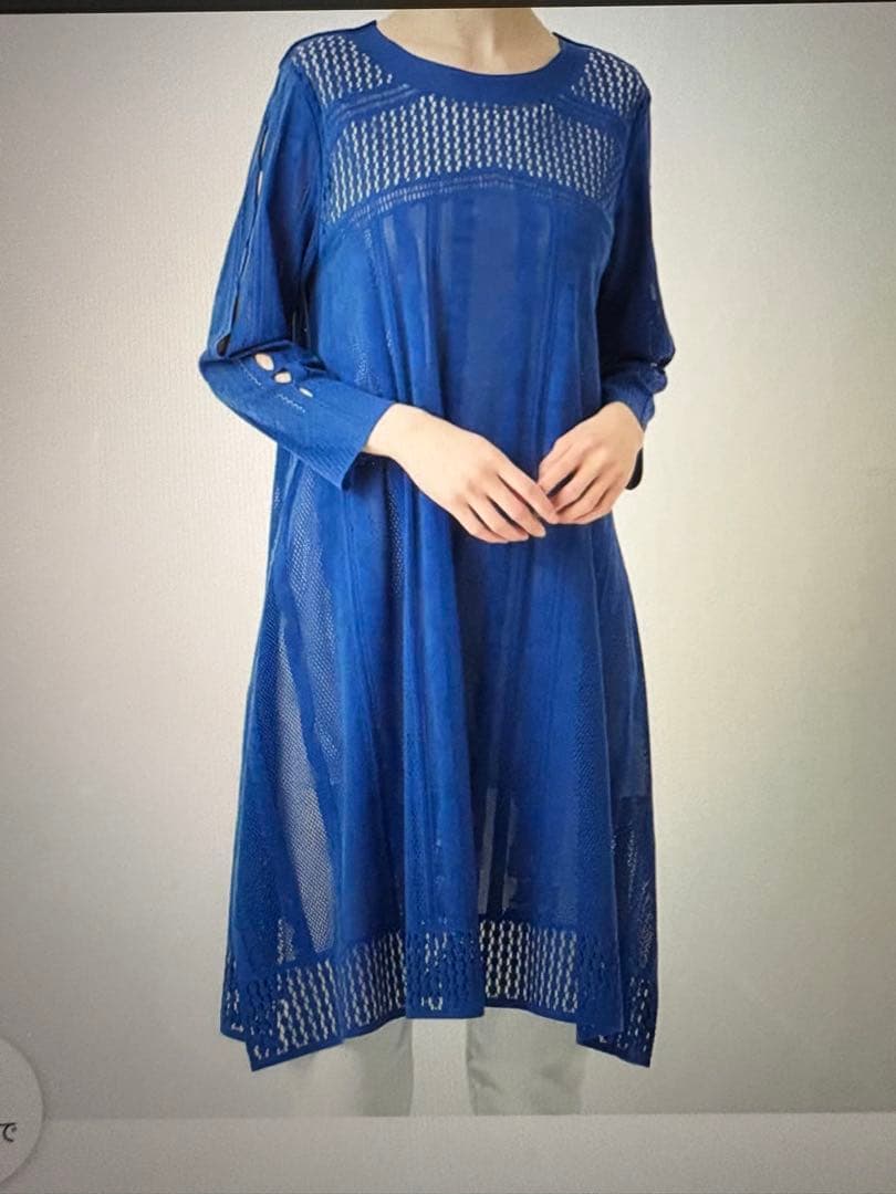 ヒロコビス プリモーディアルニットチュニック　ブルー　９号