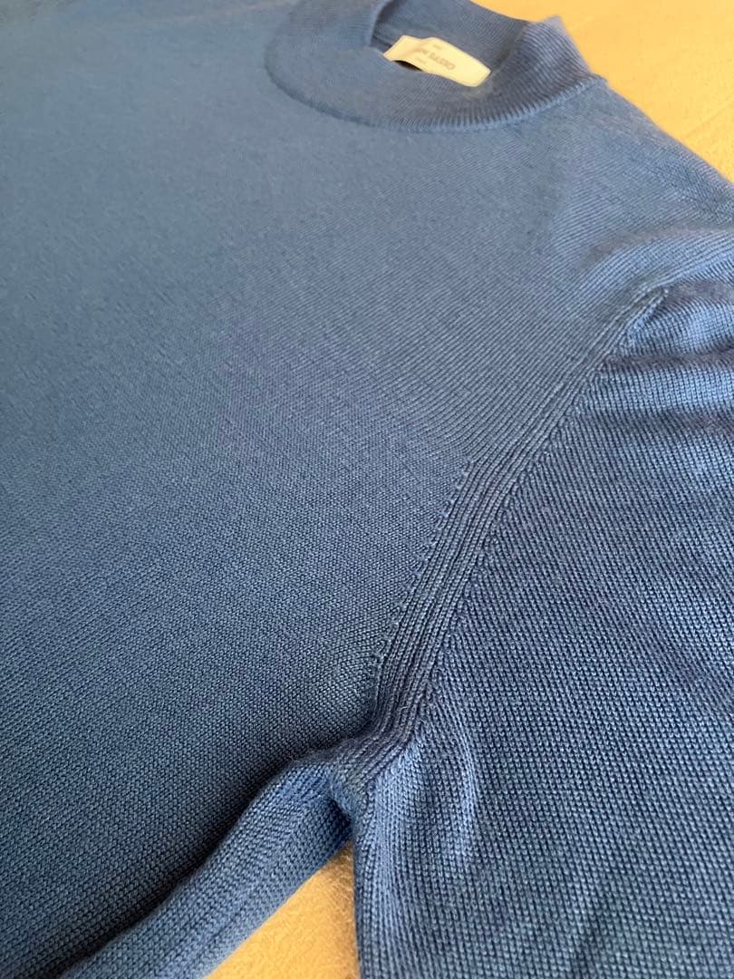 GRAN SASSO 12Gウールソリッドモックネックニット ブルー 48