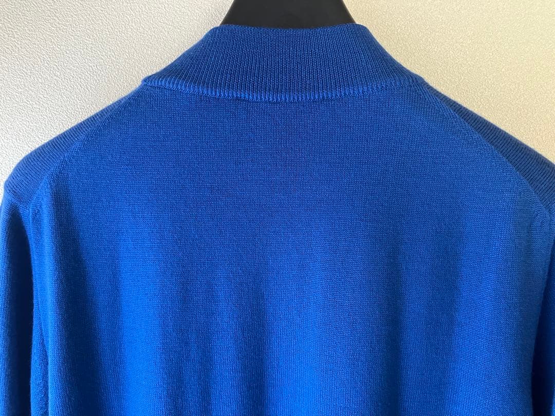 GRAN SASSO 12Gウールソリッドモックネックニット ブルー 48