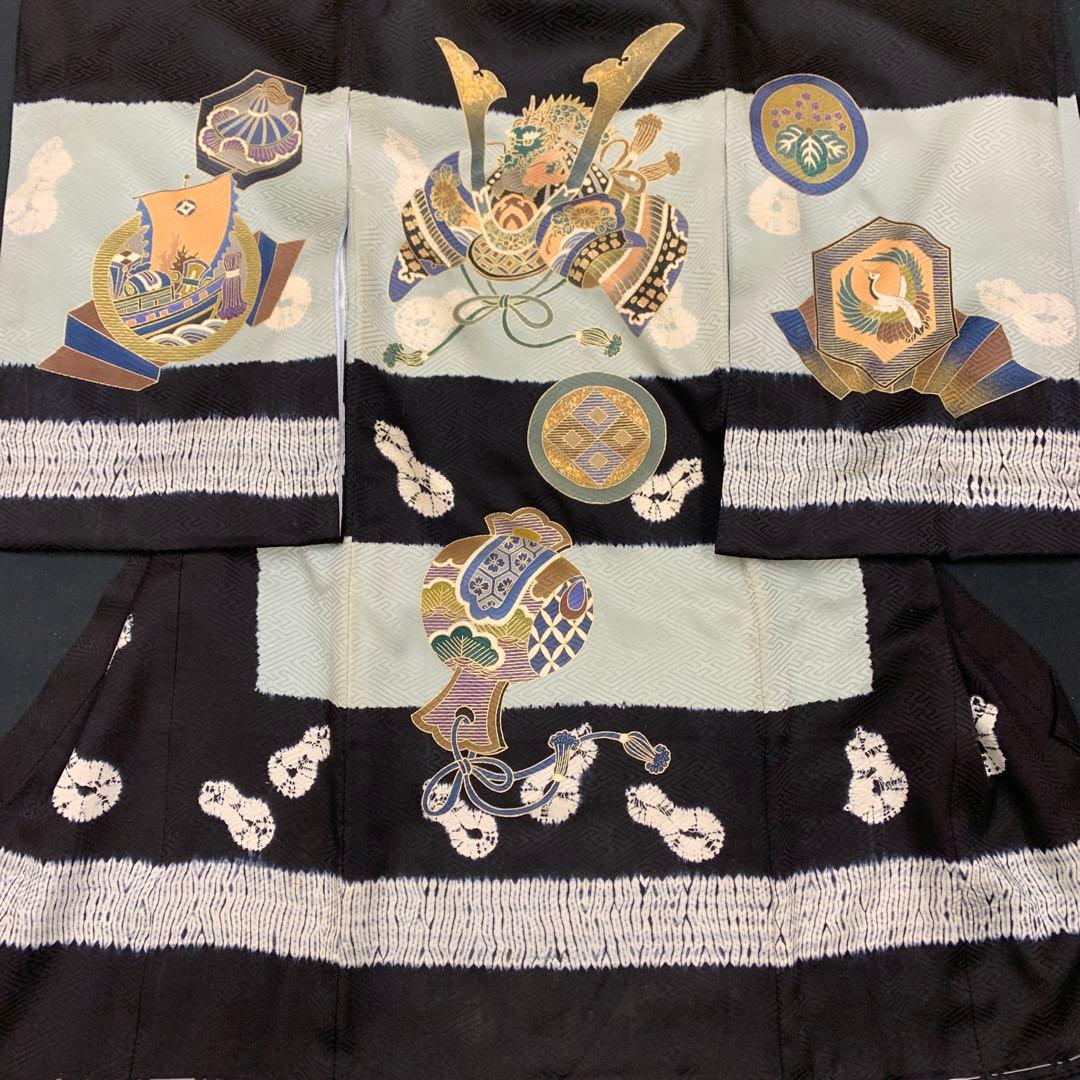 特別展示品☆新品正絹産着☆京友禅工芸染と絞り美術、特選龍兜に祝い小槌古典文