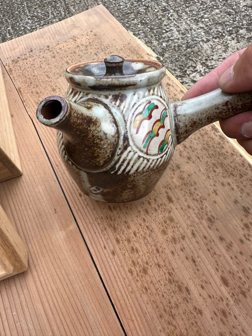 き*う様 人間国宝 島岡達三 象嵌 小急须木箱付き