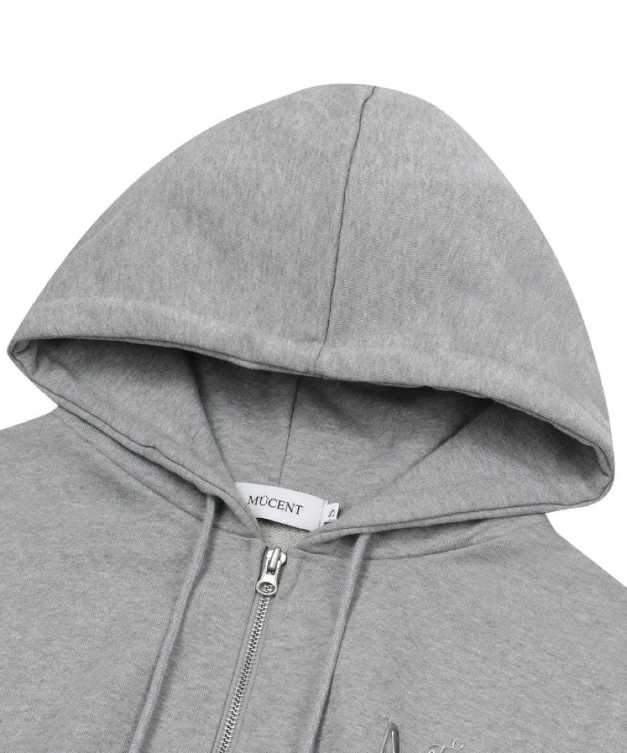 mucent グレー クロップドパーカー