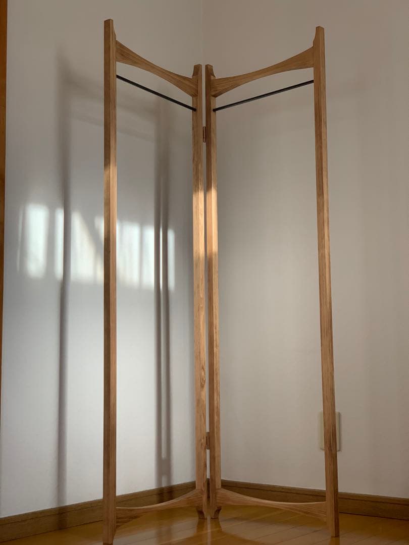 【無垢ひのき材】木とアイアンのスタイルハンガーラック　ミッドセンチュリー風