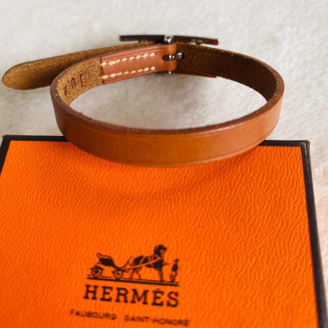 エルメス HERMES レザーブレスレット Hモチーフ アピ 美品 箱付