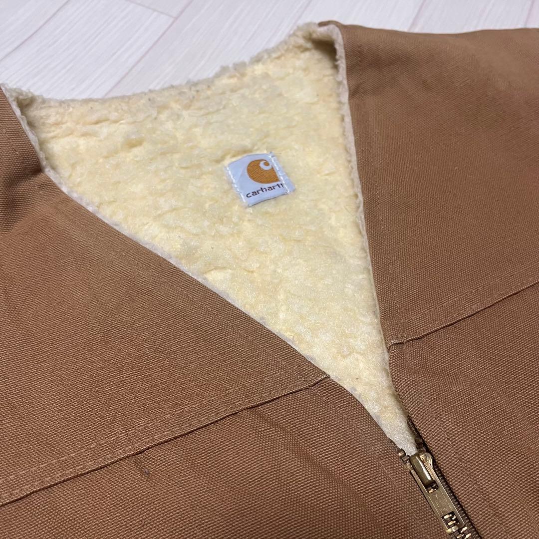 80s Carhartt ダック地ベスト 裏ボア 2XL