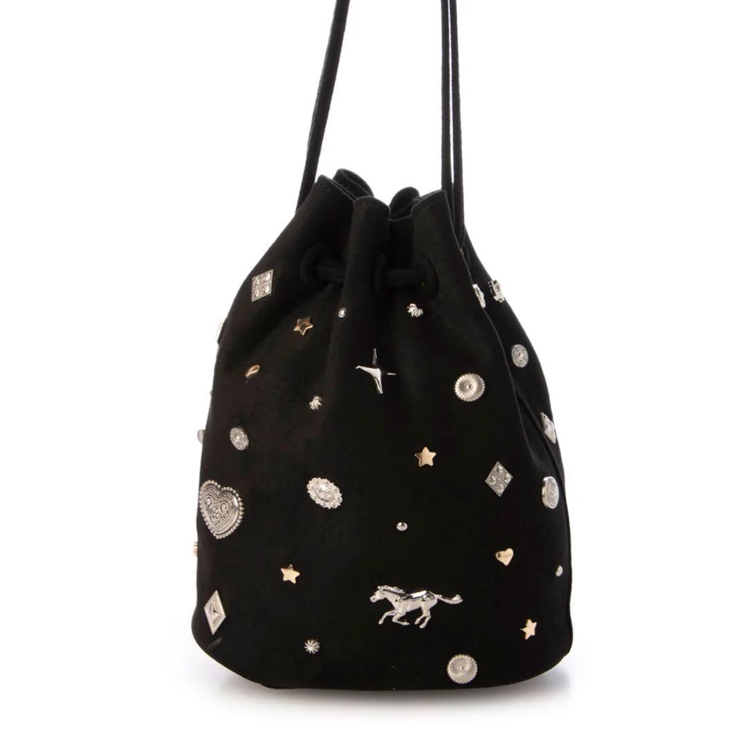 カカトゥ kakatoo / スエード調スタッズドロストバッグ ブラック